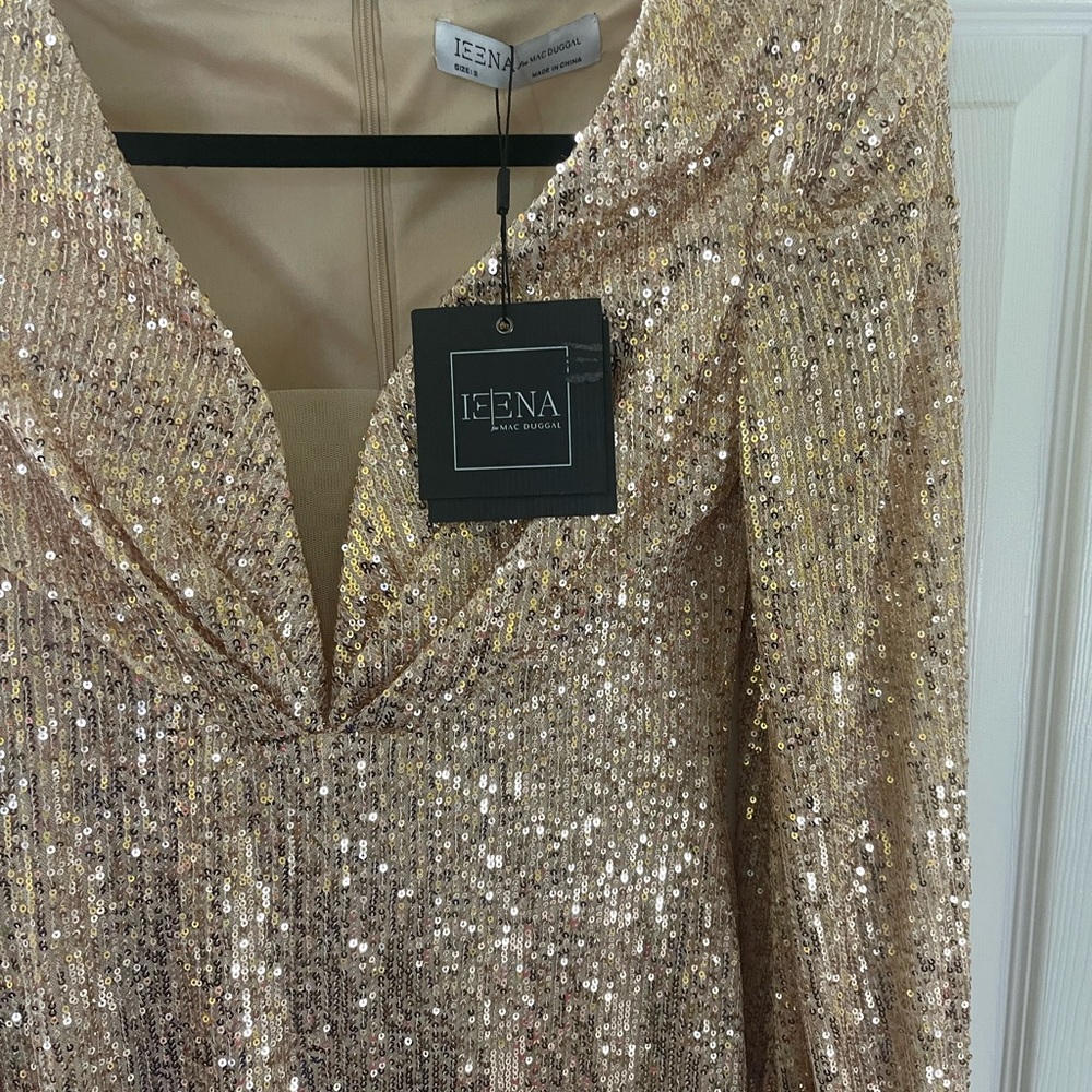 NWT Mac Duggal sequined mini dress size 2‎ color rose gold - Picture 7 of 10